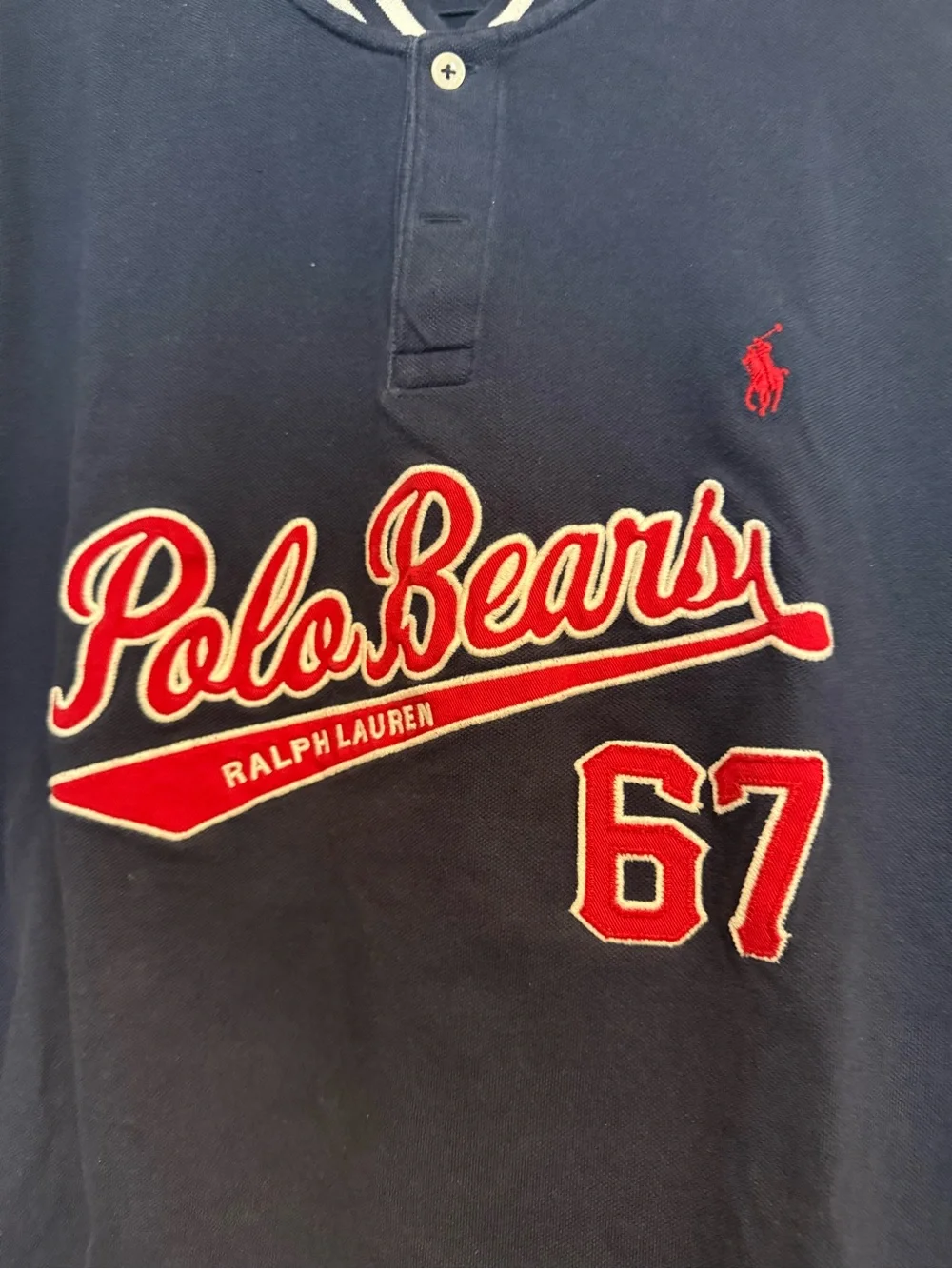 Ralph Lauren Navy and White Polo Bears Rugby Shirt